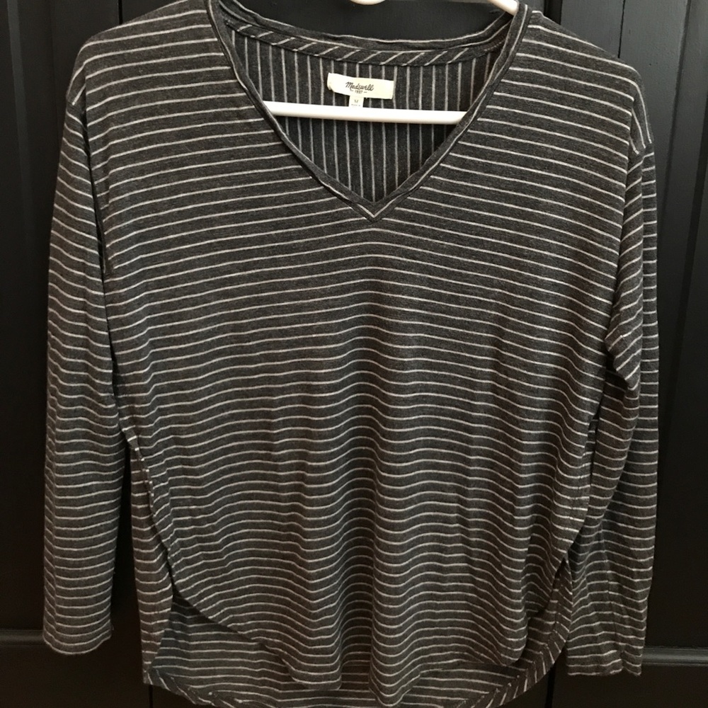 Grey and cream long sleeve t shirt Madewell